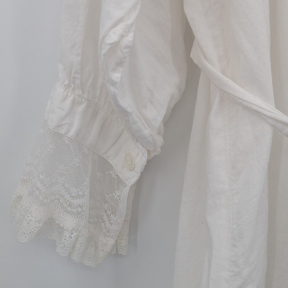 Boho Cottagecore Victorian 70s Saybury White Cotton Embroidery Lace Maxi M Gown - Picture 4 of 13